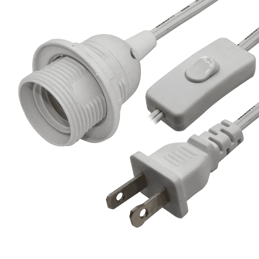 US 2 Pin Wires with Plug on Off Switch E14 Holder US Salt Lamp Power Cables