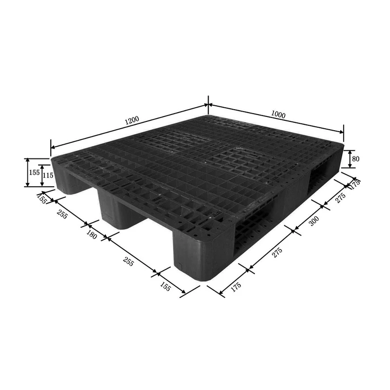 Black Euro Anti-slip 48*40 Plastic Pallets 120x100 Plastic industrial Pallets