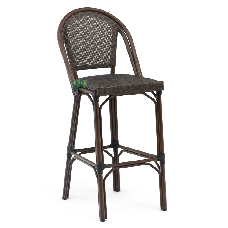 (e200779t1 Bar) Outdoor Garden High Bar Chair Stool With Back