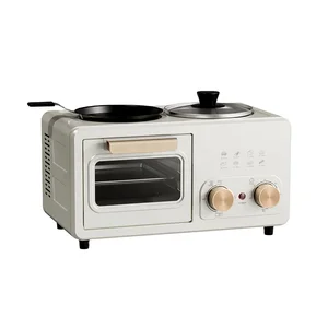 High Quality Portable 3-in-1 White Electric Source Multifunctional Breakfast Maker Toaster Oven for Home Outdoor Use Frying Pan