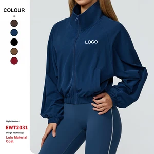 Customizable Quick-Drying Stand-Up Collar Sports Coat Women'S Zipper Windproof Outdoor Running Fitness Long-Sleeved Yoga Jacket