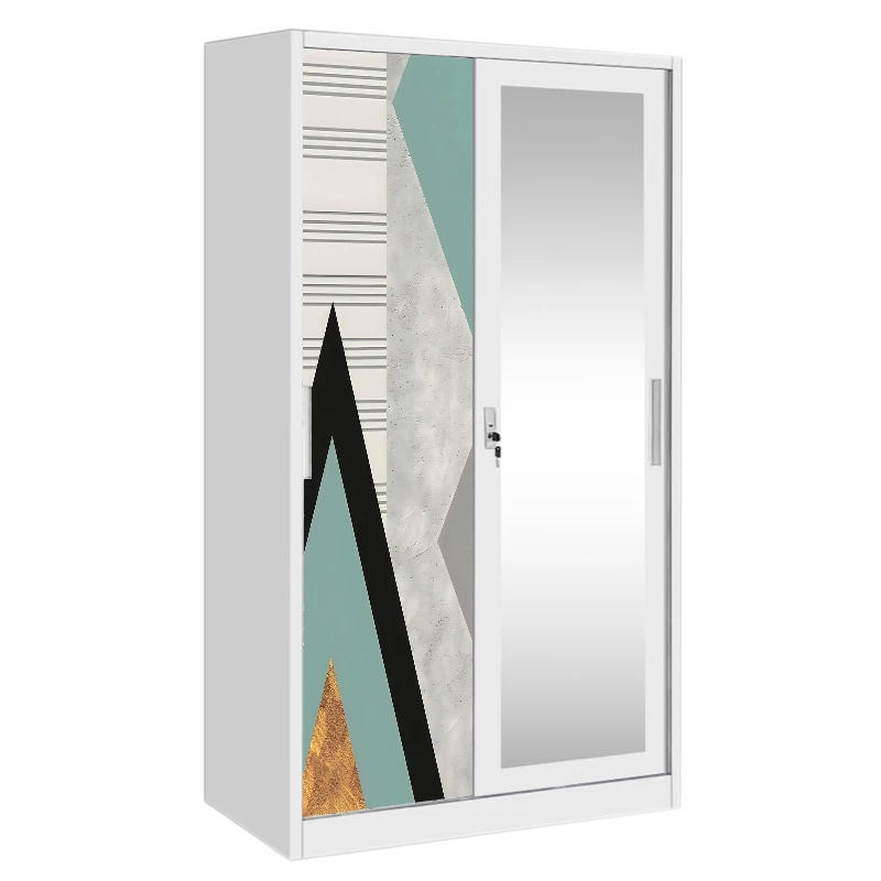 Metal Sliding Wardrobe with Mirror for Modern Bedrooms and Storage