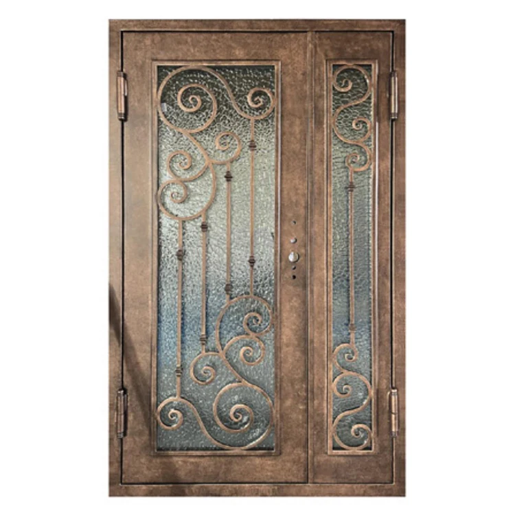 ABYAT One Big and One Small Entrance Door Exterior Front Doors Wrought Iron Door for Home