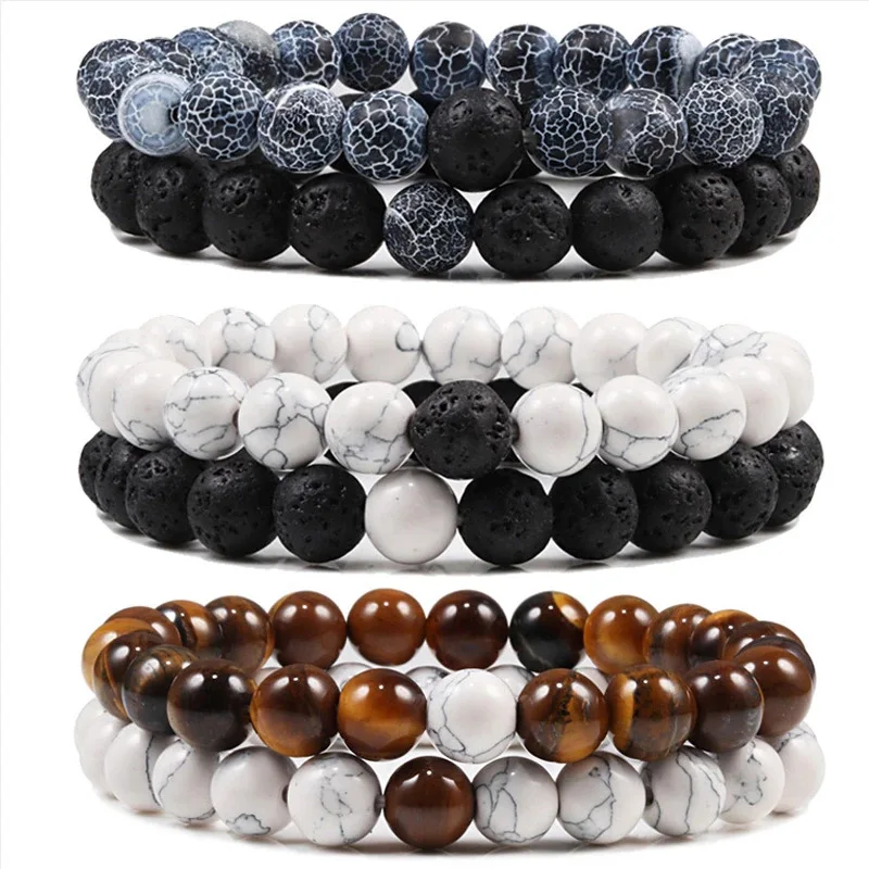 Natural Gemstone Beads Bracelet,Handmade Men Women Stretchy  Bracelet,Healing Cry