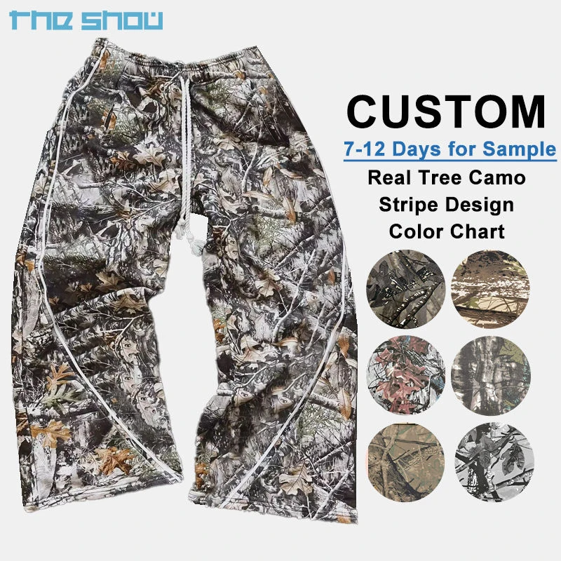 Streetwear Real Tree Camo Pants for Men - 100% Cotton Wide Leg