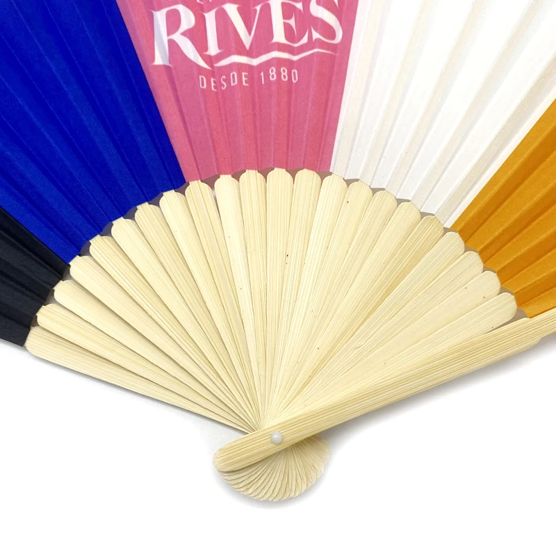 Wholesale Custom Printed Logo Folding Hand Fan Wedding Bamboo Hand Held