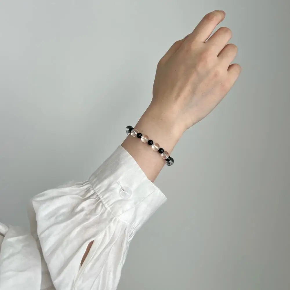 KAKODIY jewelry bracelet 8.6mm crystal beaded bracelet black and white plaid detail 3