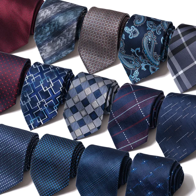Men's Fashion Tie 8cm 1200 Polyester Classic Necktie Blue Plaid Striped Flower Ties Business Wedding Mans Neckwear Gift