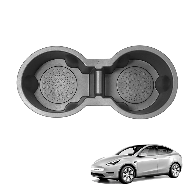 テスラ モデルY用 アクセサリーオートセンターコントロールカップホルダー シリカゲル製ウォーターカップホルダーフレームカバー カーインテリアアクセサリー
