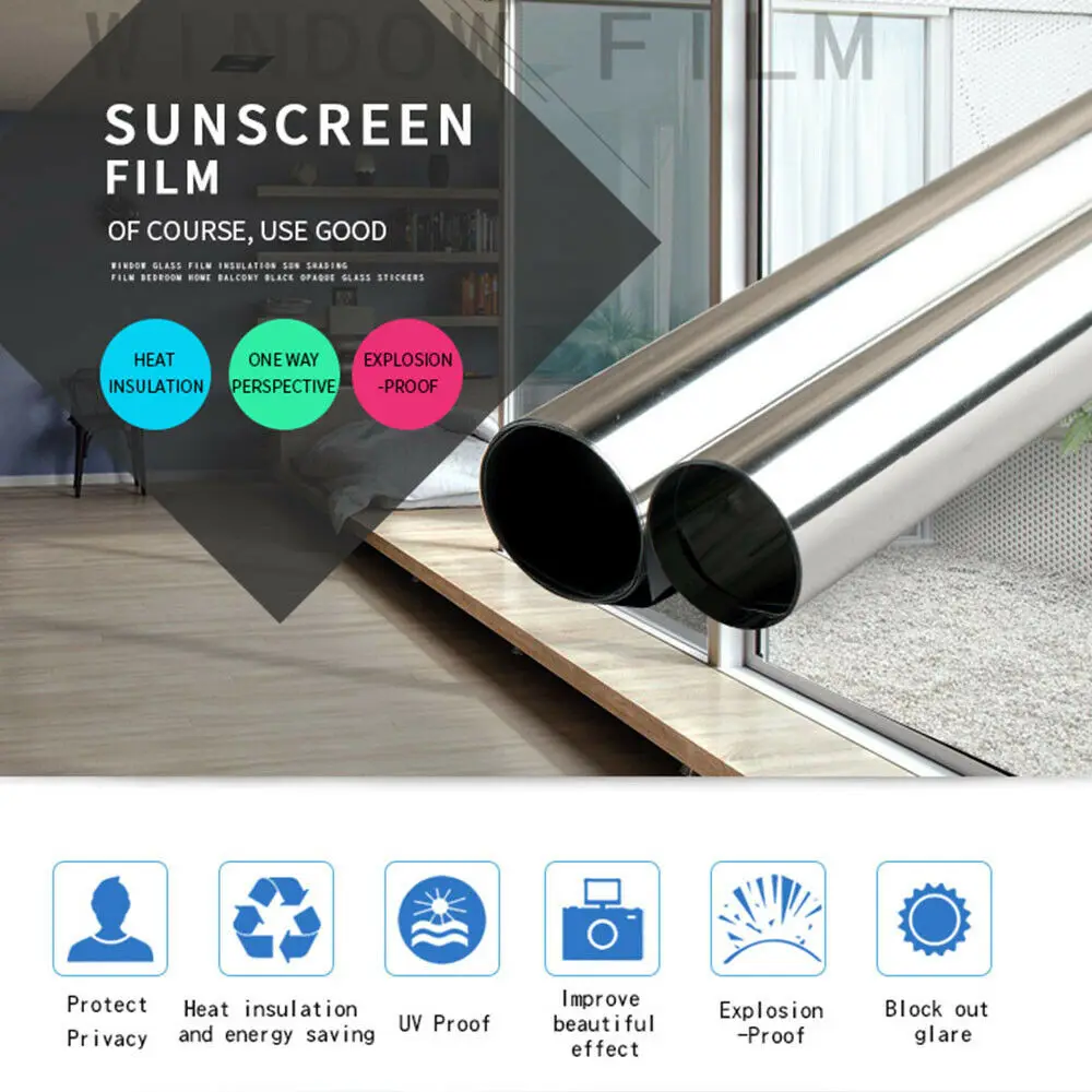 Одностороннее стекло, самоклеящаяся зеркальная оконная пленка, 30 см * 100 см, «сделай сам», тонировка на солнечной батарее, отражающая Изолированная фольга, конфиденциальность