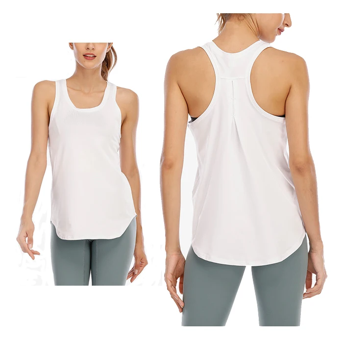 Dunacifa Women Sports Vest Casual Summer Sleeveless Racer Back Tank Tops Solid Activewear Workouts Yoga Blouse Shirts 