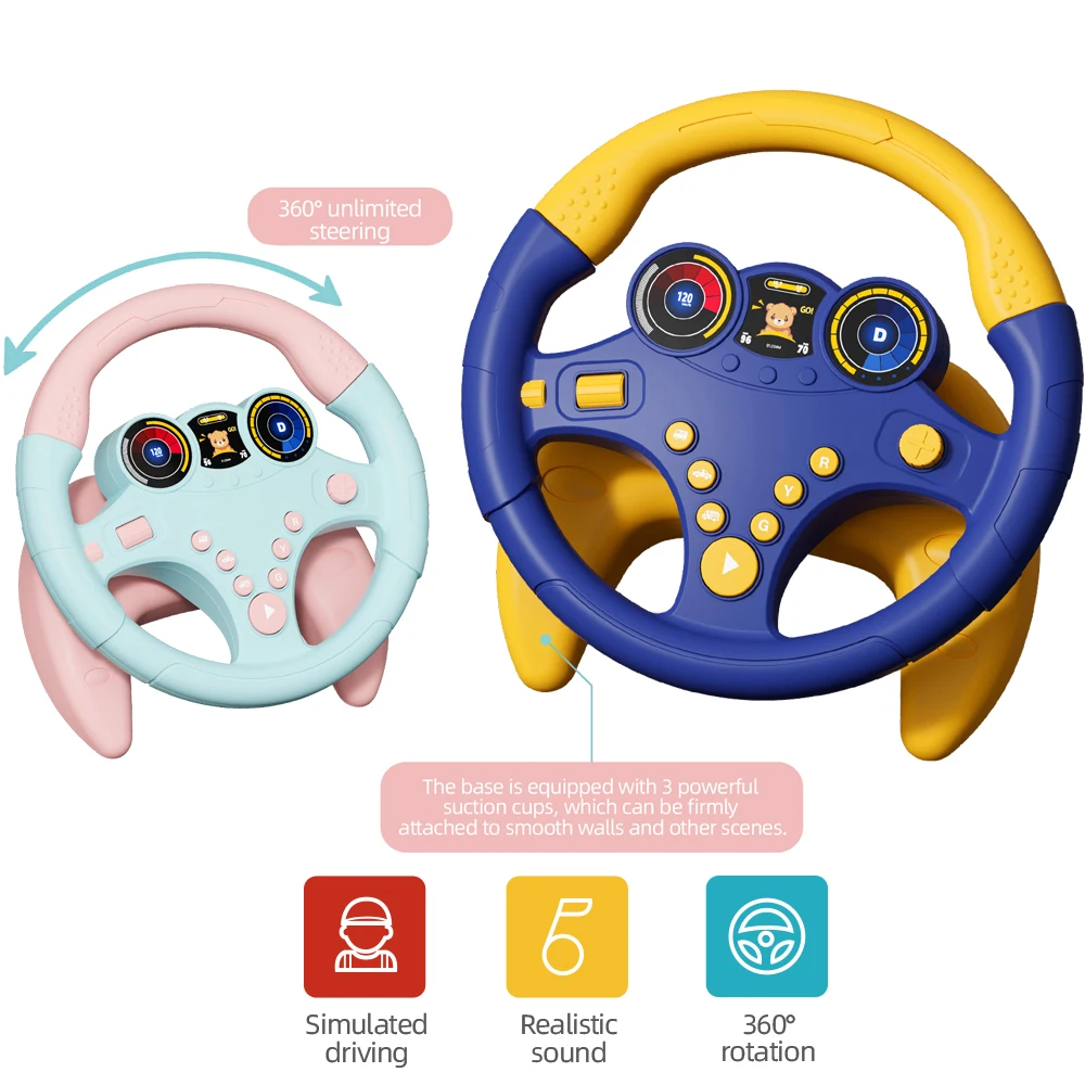 New Products Eco-friendly Fashion Educational Games Foot Pedal Simulation Driving With Light Music Steering Wheel Toys for Kids