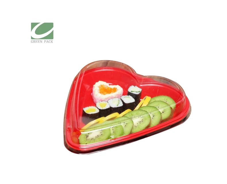 Heartshaped Take Away Disposable Sushi Tray With Lid For Lover Honey