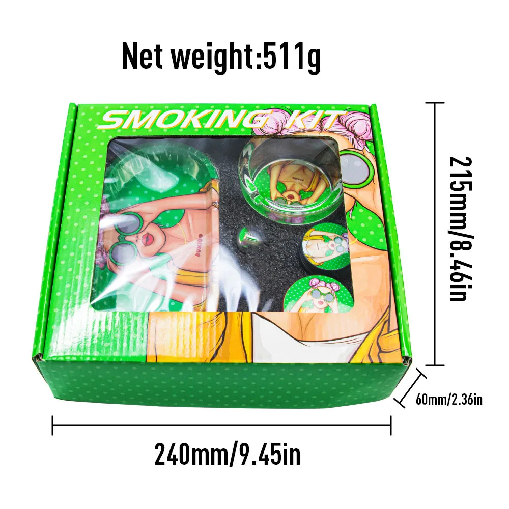 5 Pcs Smoking Kits Set Custom Your Logo Rolling Tray And Grinder Set 5