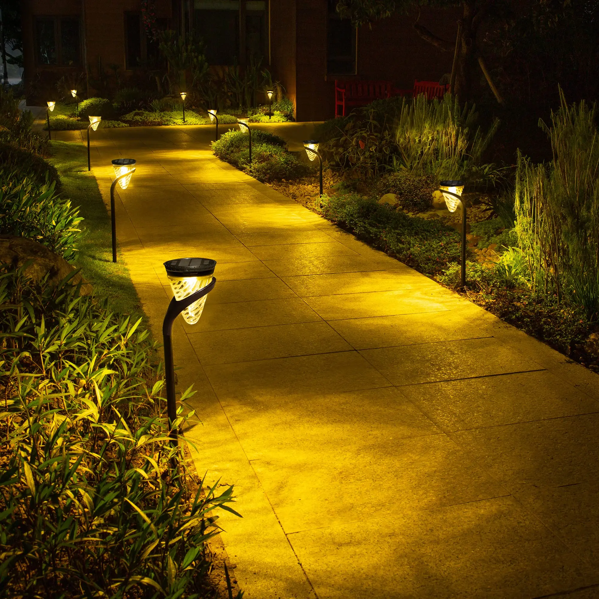 2 in 1 Waterproof LED solar garden lights pathway wall hanging decorative Landscape Cone camping Light lamp manufacture