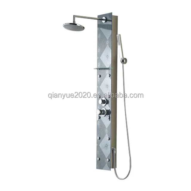 Wall Mounted Bathroom Glass shower panel with 3 function shower faucet Sanitary ware shower faucet