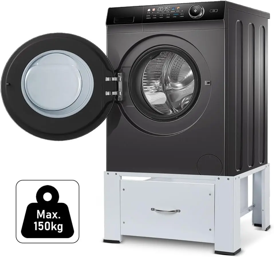 Washing Machine Base with Integrated Drawer Adjustable Pedestal for Tumble Dryer Fits Under Any Washing Machine