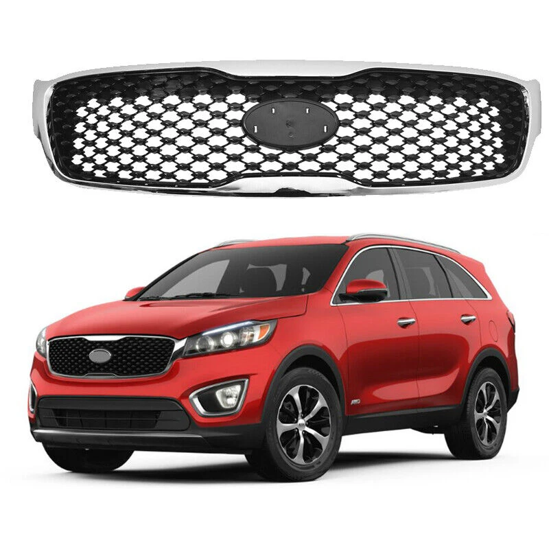 2016 2017 2018 KIA Sorento L LX replacement front body bumper cover chrome black upper grille