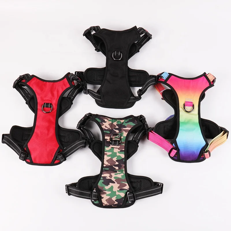Custom Heavy Duty Strong Dog Harness Oxford Nylon Reflective Breathable Large Vest Training