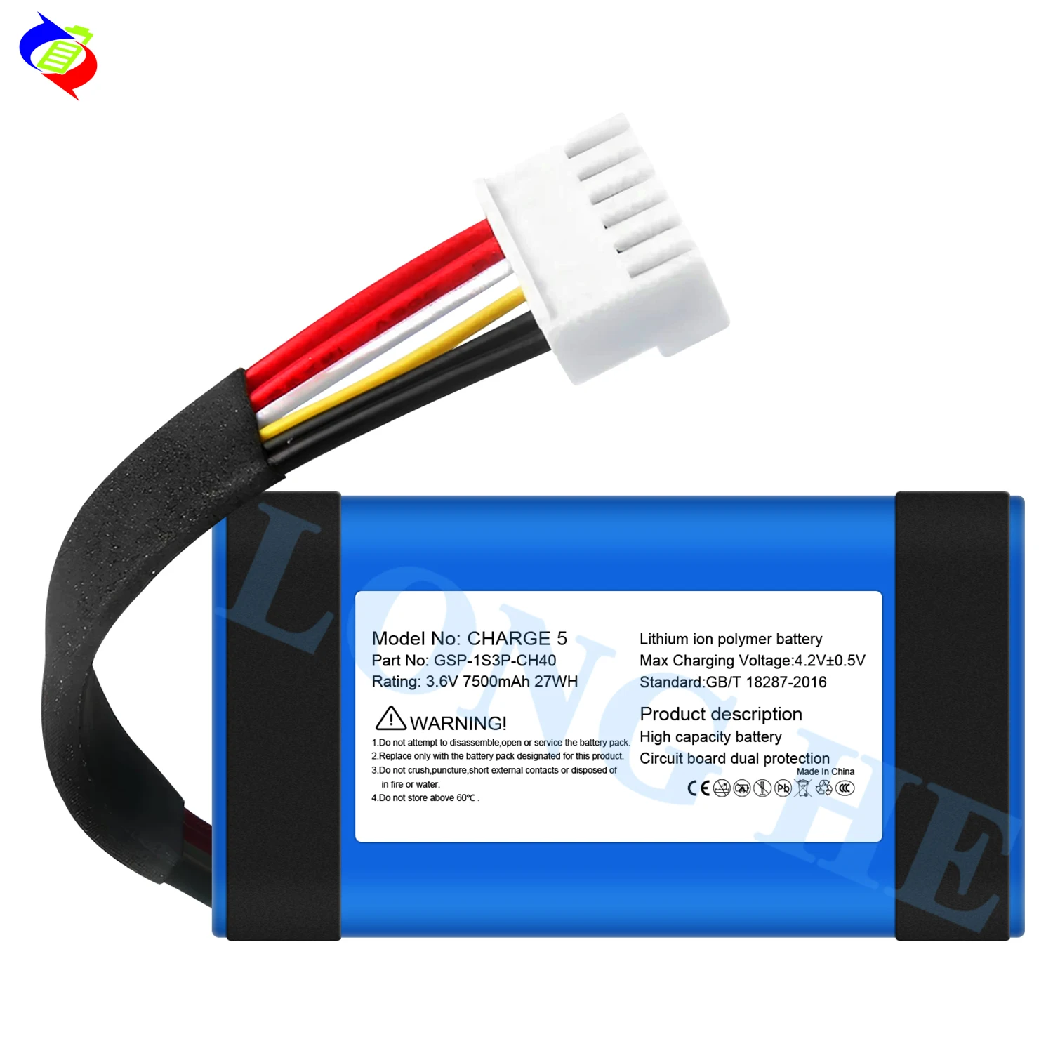 RayVotlバッテリー互換JBL 5、部品番号:GSP-1S3P-CH4D、10200mAh For