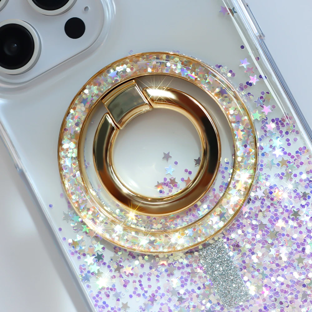 Customized Gold Personalized Universal Mobile Phone Ring Glitter Magnetic Phone Ring Holder for Iphone Grip Kickstand