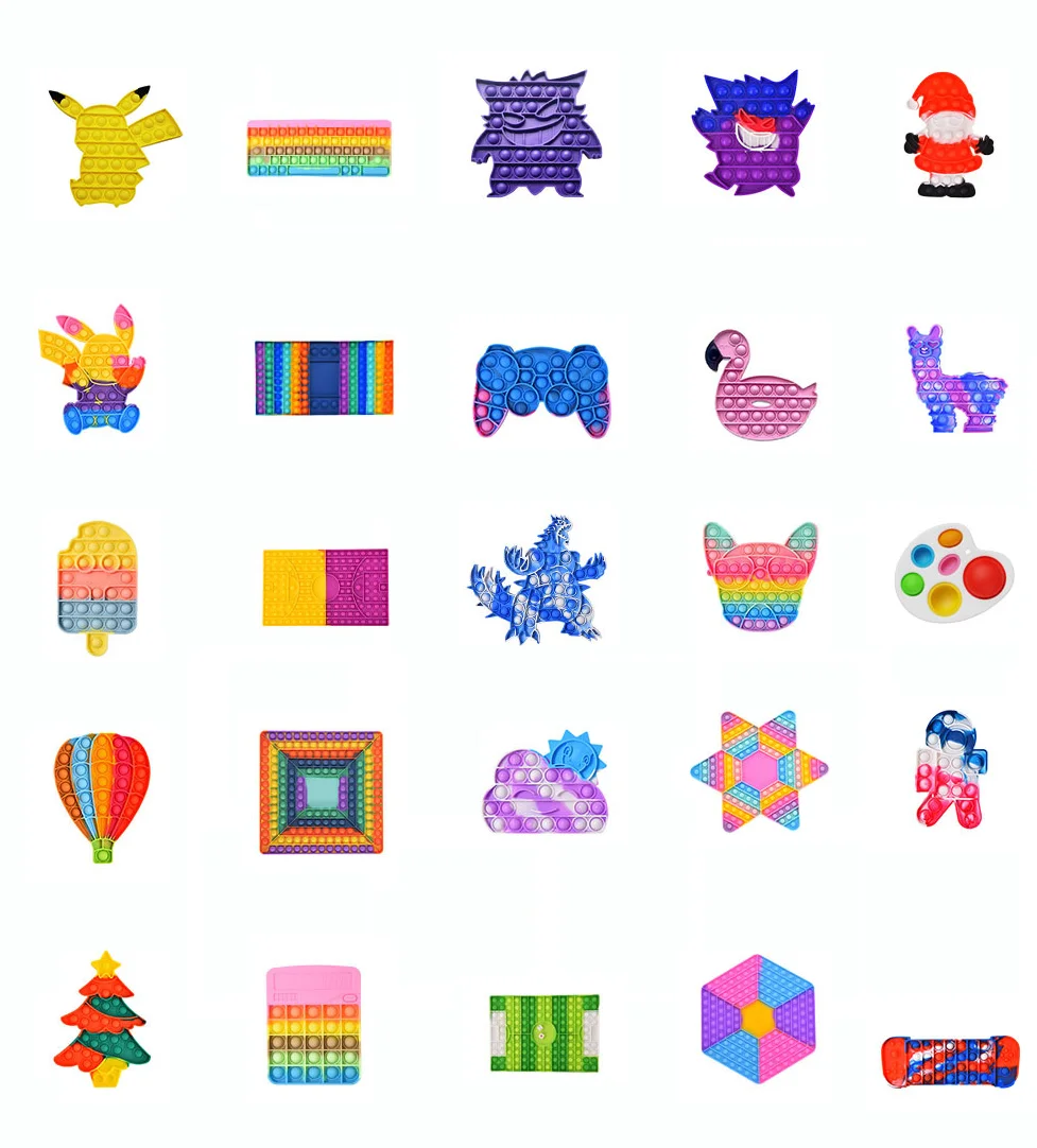 Various designs Rainbow Push Pop Bubble Game Fidget Toy, Rainbow Fidget Reliver Stress Popper Fidget Sensory Toy Pop itting