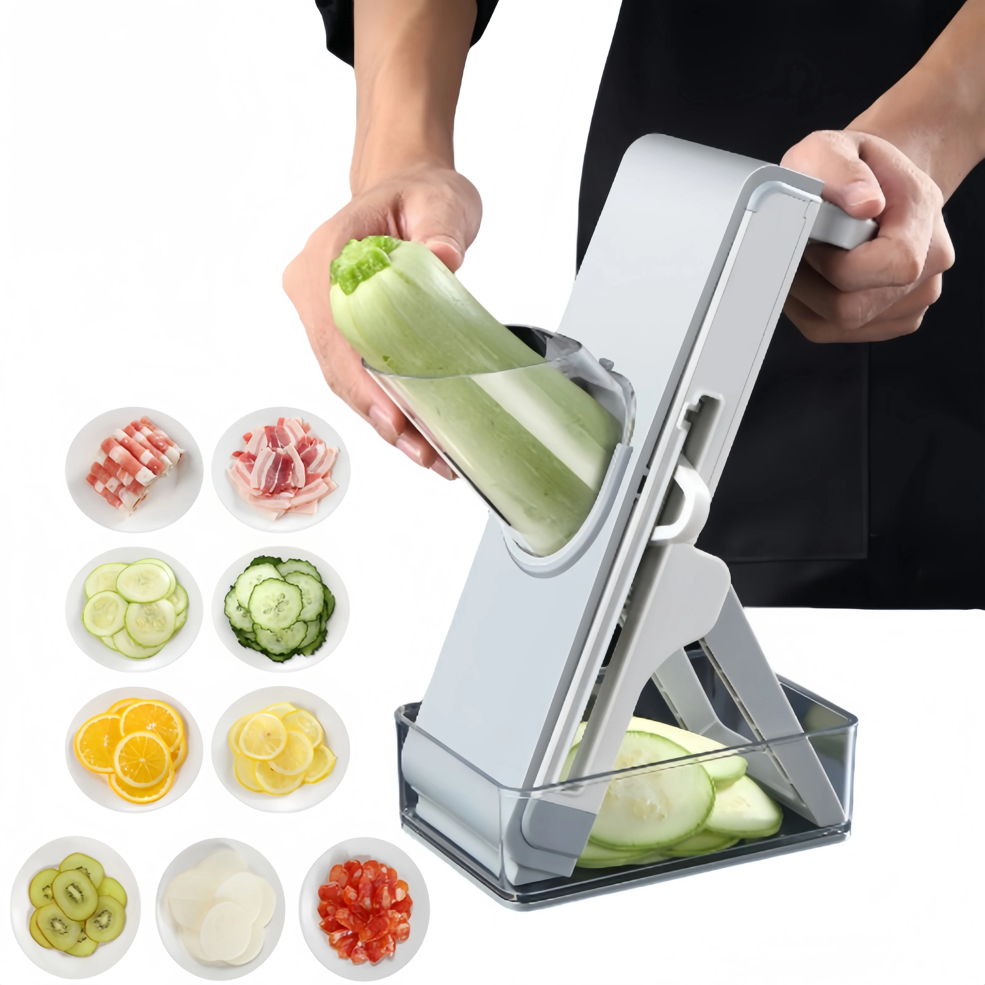 Creative Manual Stainless Steel Vegetable and Meat Slicer Dicer with Adjustable Cutting Blade for Kitchen Veggie Fruits Cutter