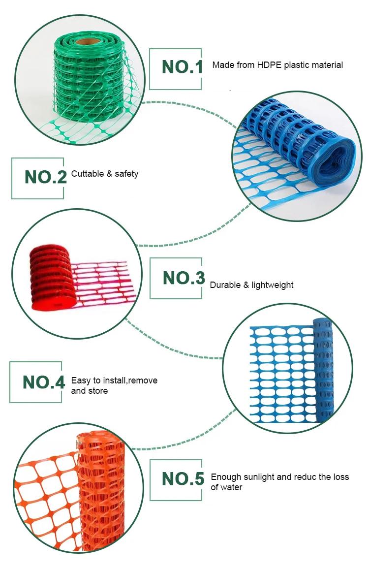 Orange Safety Fence Plastic Mesh Fencing Rolltemporary Netting For