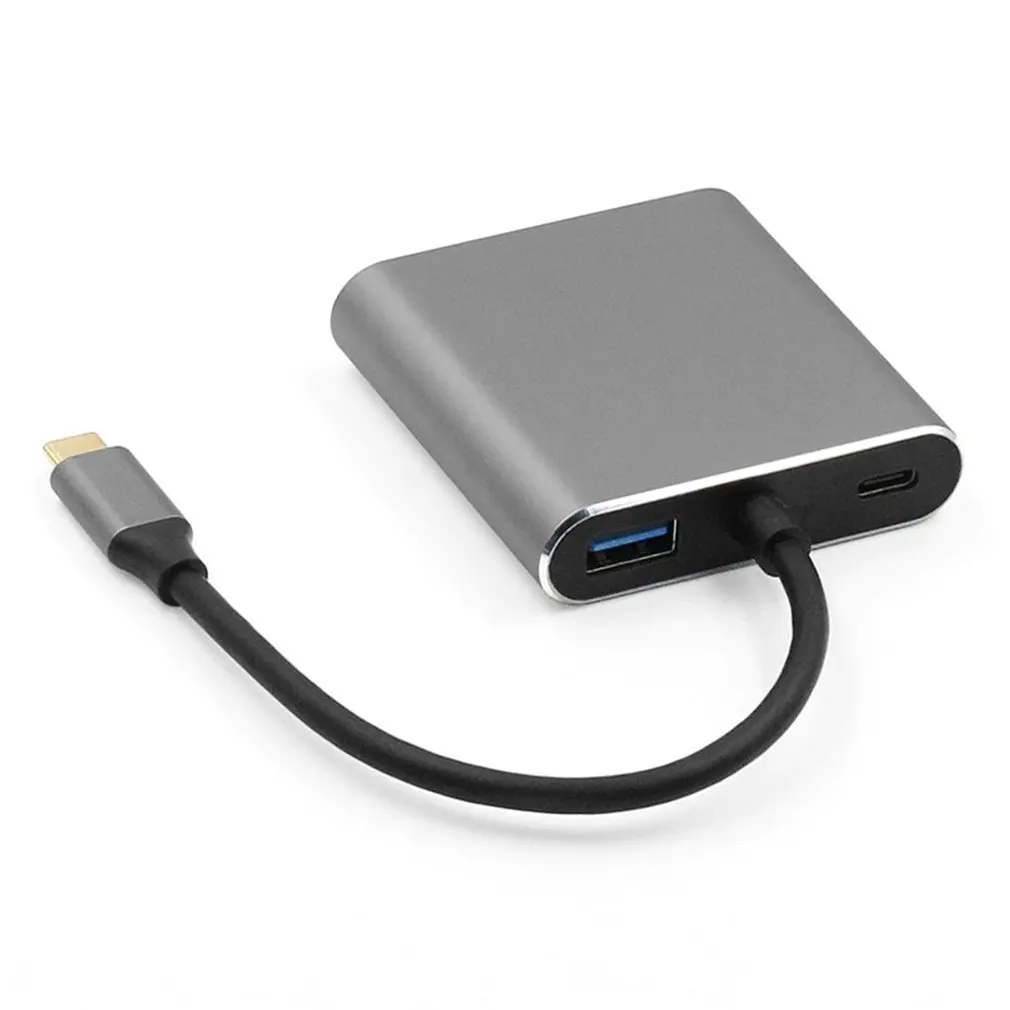 Adaptor portabel in Tipe C ke HDMI ganda, adaptor USB C HDMI 4K 30HZ  USB Hub Multiport adaptor konverter USB-C