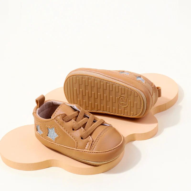Wholesale New Arrival Anti-Slip TPR Soft PU Baby Dress Shoes with Flat Outsole for Boys and Girls Tollder Baby Walking Shoes details