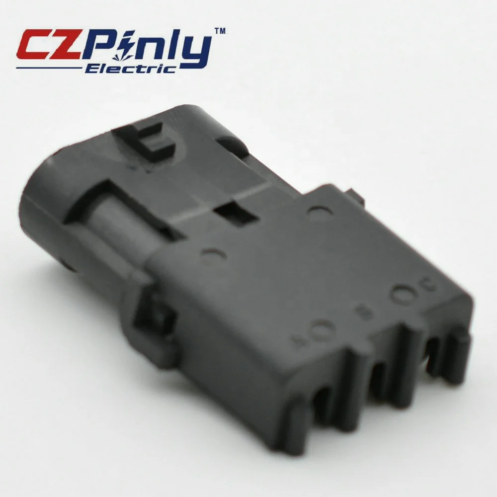 Gm Pa66 Pbt Gf30 Delphi Packard Tps 3 Pin Male Weatherpack Receptacle Connector 12010717