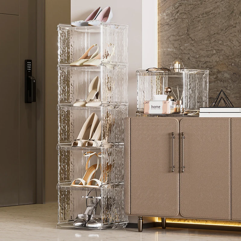 Haixin Combined Type Shoe Rack Transparent Plastic Storage with High Spacing Combined Design to Store All Shoes