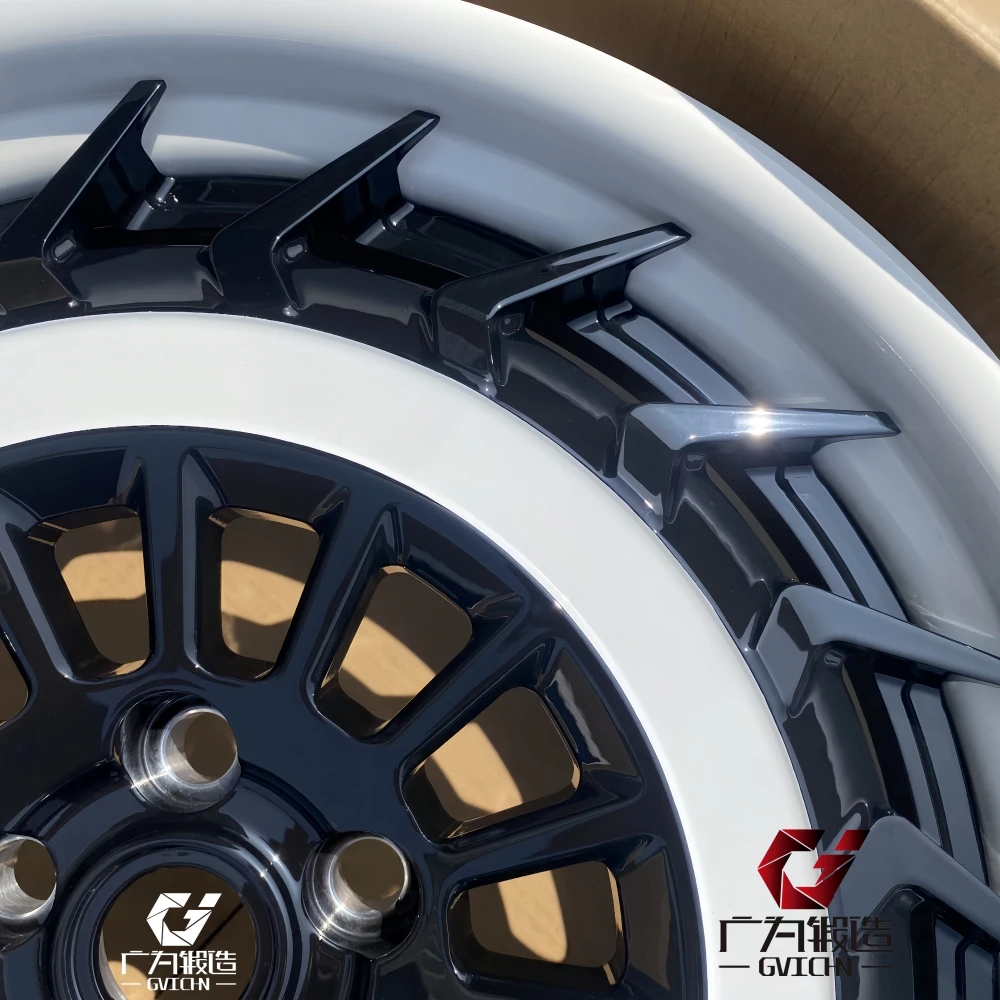 GVICHN Custom Forged Wheels White barrel  Black center face 19 20 21 22 23 24 inch 6061-T6 Aluminum Two Pieces Forged Wheels