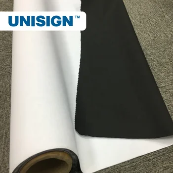 Unisign wholesale white/black warp knitted textile 7.6oz/260gsm black back backdrop fabric