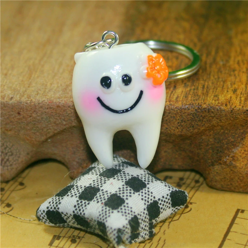 STOBOK 2 Portachiavi A Forma Di Denti Finti – Pendente In Resina Per Halloween – Rosso - 3