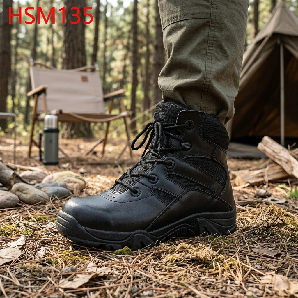 ZYF,Mountain Marching Durable Rubber Outsole Combat Boots for Sale Field Surveying 4 Inch Low-Viz Black Tactical Boots HSM135