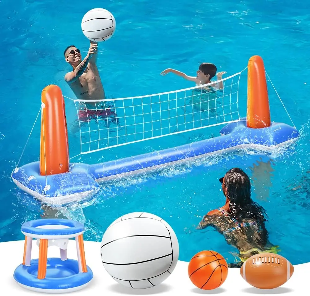 Swimming Pool Basketball & Volleyball Sets Incl Inflatable Pool