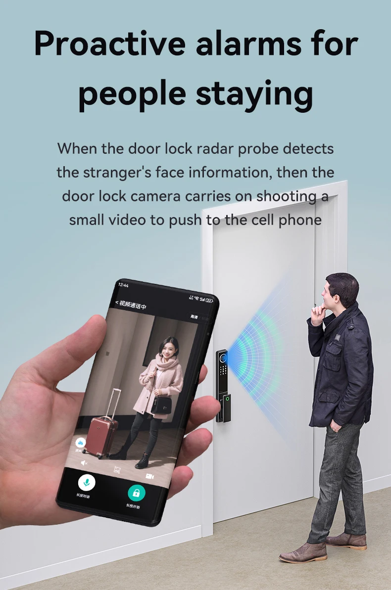 CNC carved facial recognition lock latest technology intelligent door lock
