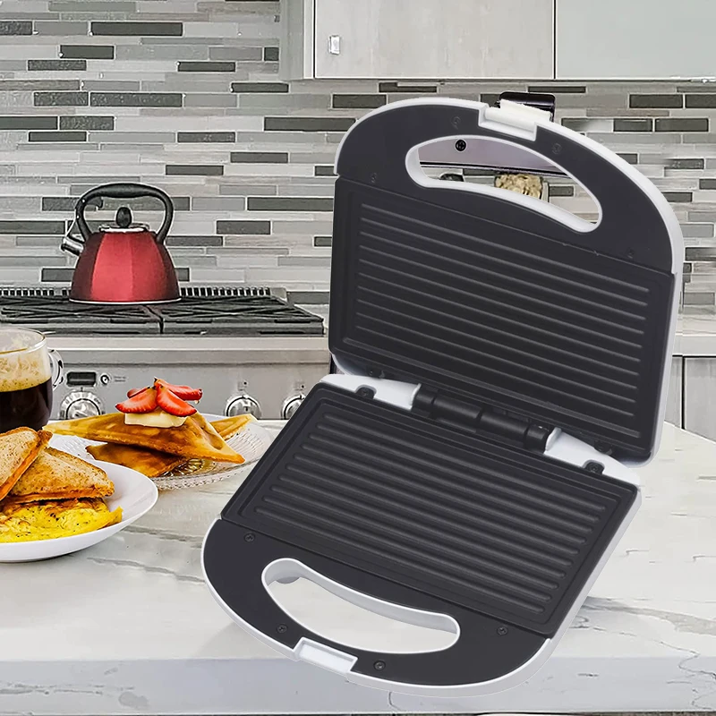 2 Slice Non Stick Toaster Sandwich Maker Stand Upright for Compact Storage Different Plates Waffle Sandwich Press Grill Option
