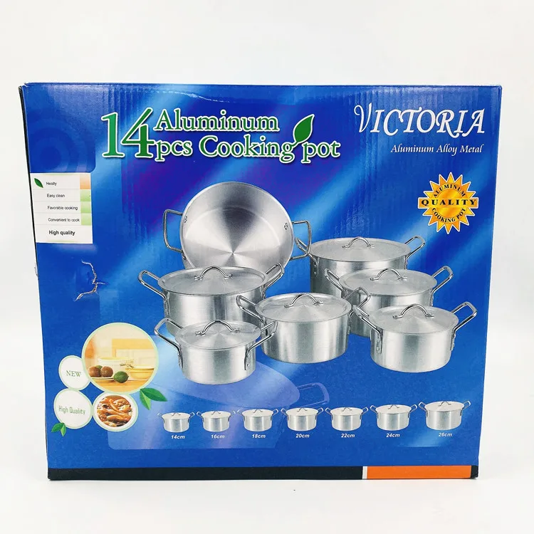 7 Pcs Set Aluminum Polished Deep Cooking Pots Large Cookware Sets With