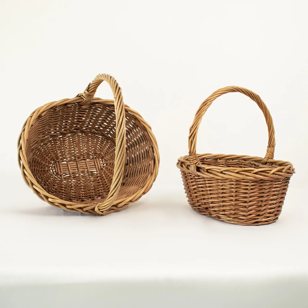 Multifunctional Angel Style Wicker Egg and Potato Basket Empty Gift Basket with Food Storage and Flower Display Functionality
