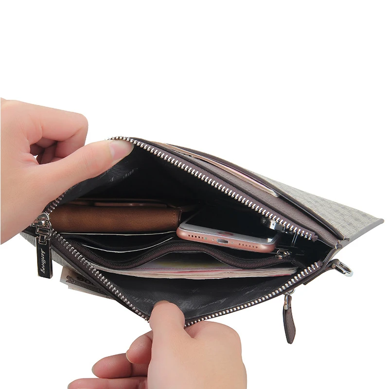 Business Card Holders Wallet Large Capacity Leather Clutch Bags for Men