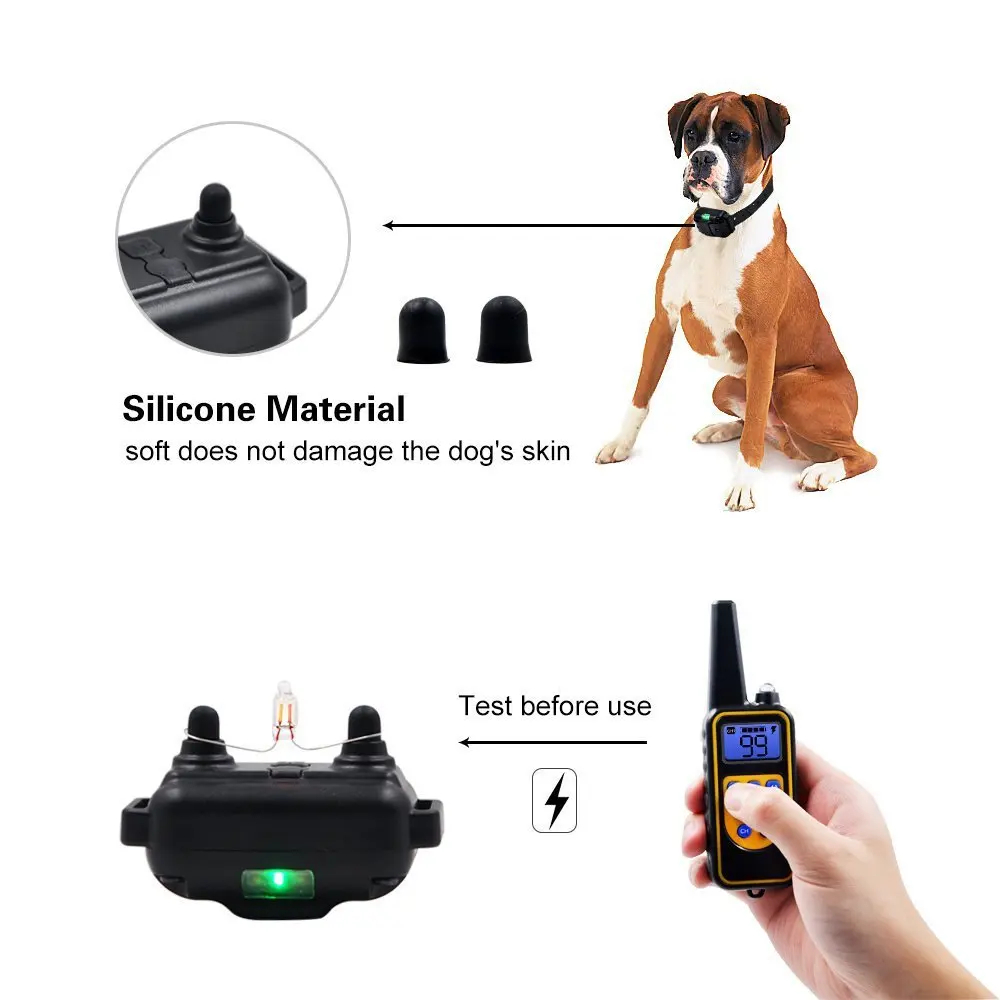 800 Meters Remote Control Dog Device 100 File Waterproof Shock Collar Dog Anti Barking Collar Luxury Pet Collars