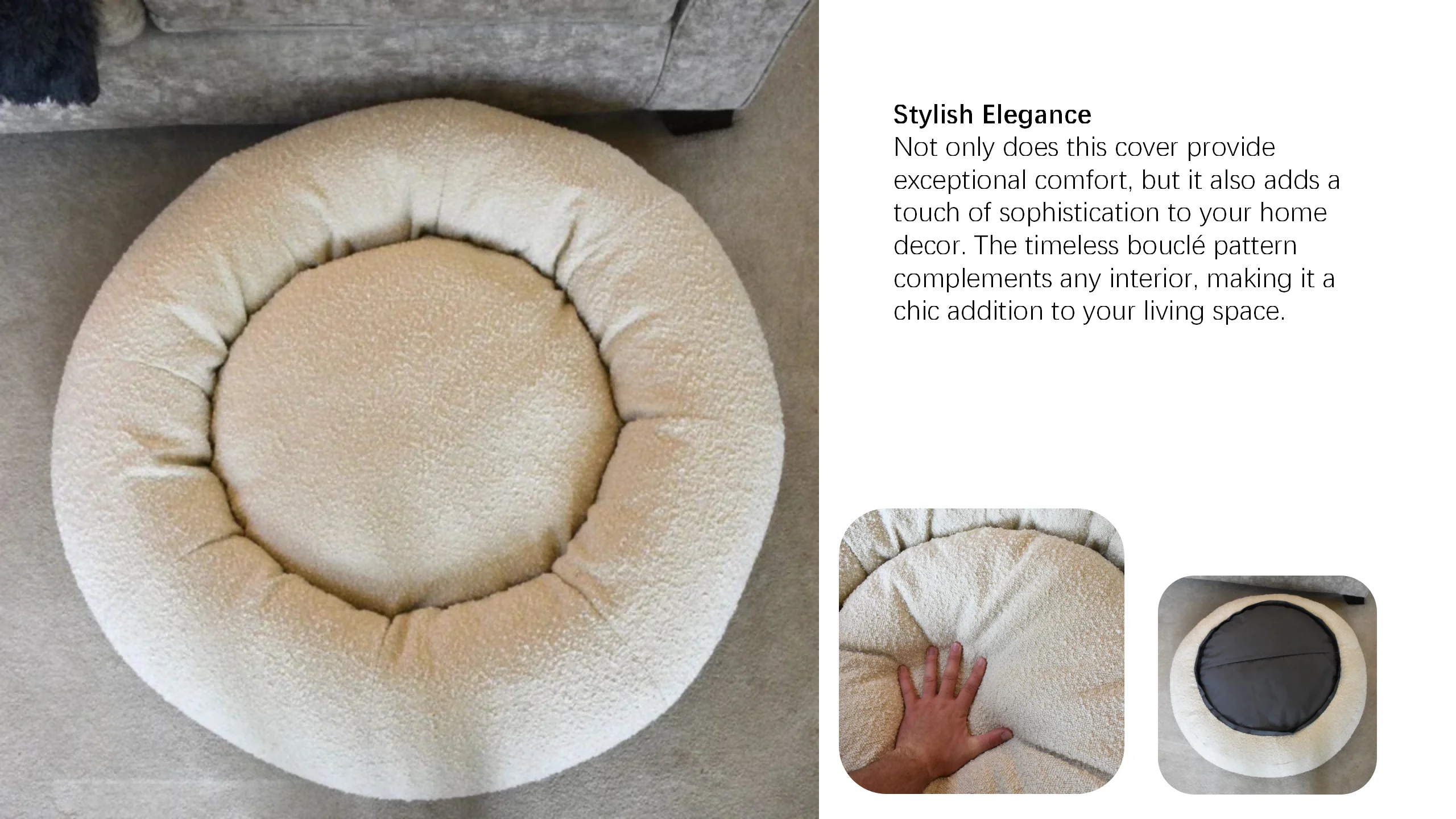 Removable Teddy Fabric Boucle Fabric Cover Machine Washable Soft Round