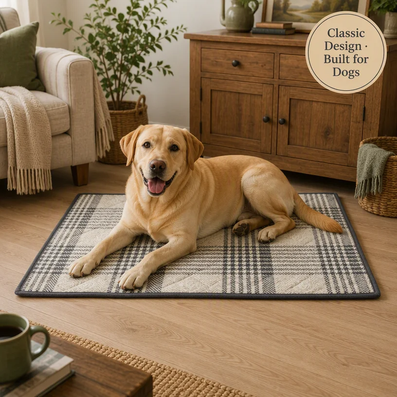 Washable Plaid Print Quilted Pet Mat — Product details 3