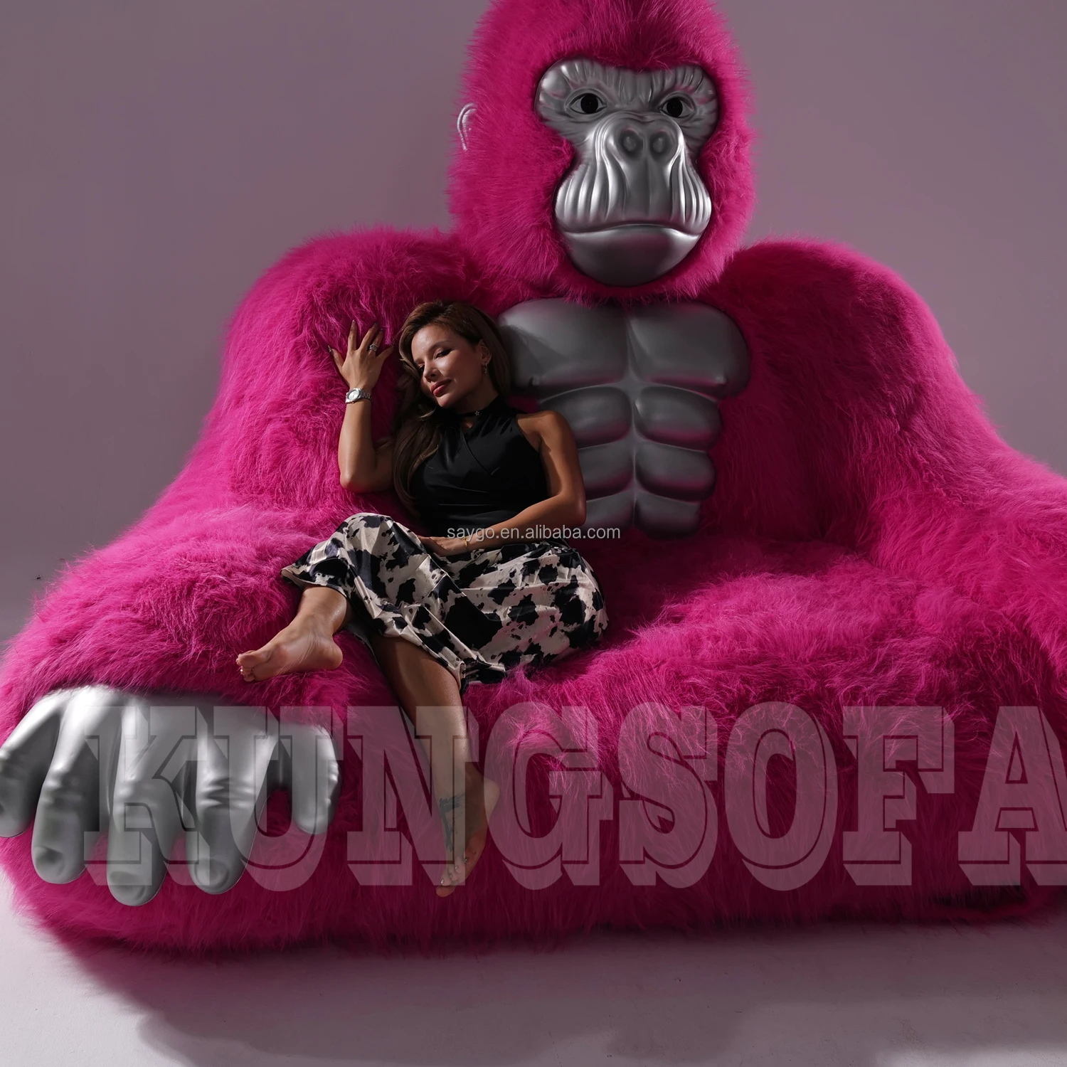 High Quality Inflatable Gorilla Sofa Bed King Kong Convertible Reclining  Fabric Tufted Couch 1-Piece Set for Living Room MOQ