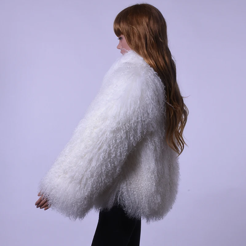 MWFur Woman Fur Coats Woman Winter Warm Fur Clothing For Ladies Fashion Mongolia Sheep Fur Coat Casual Collar