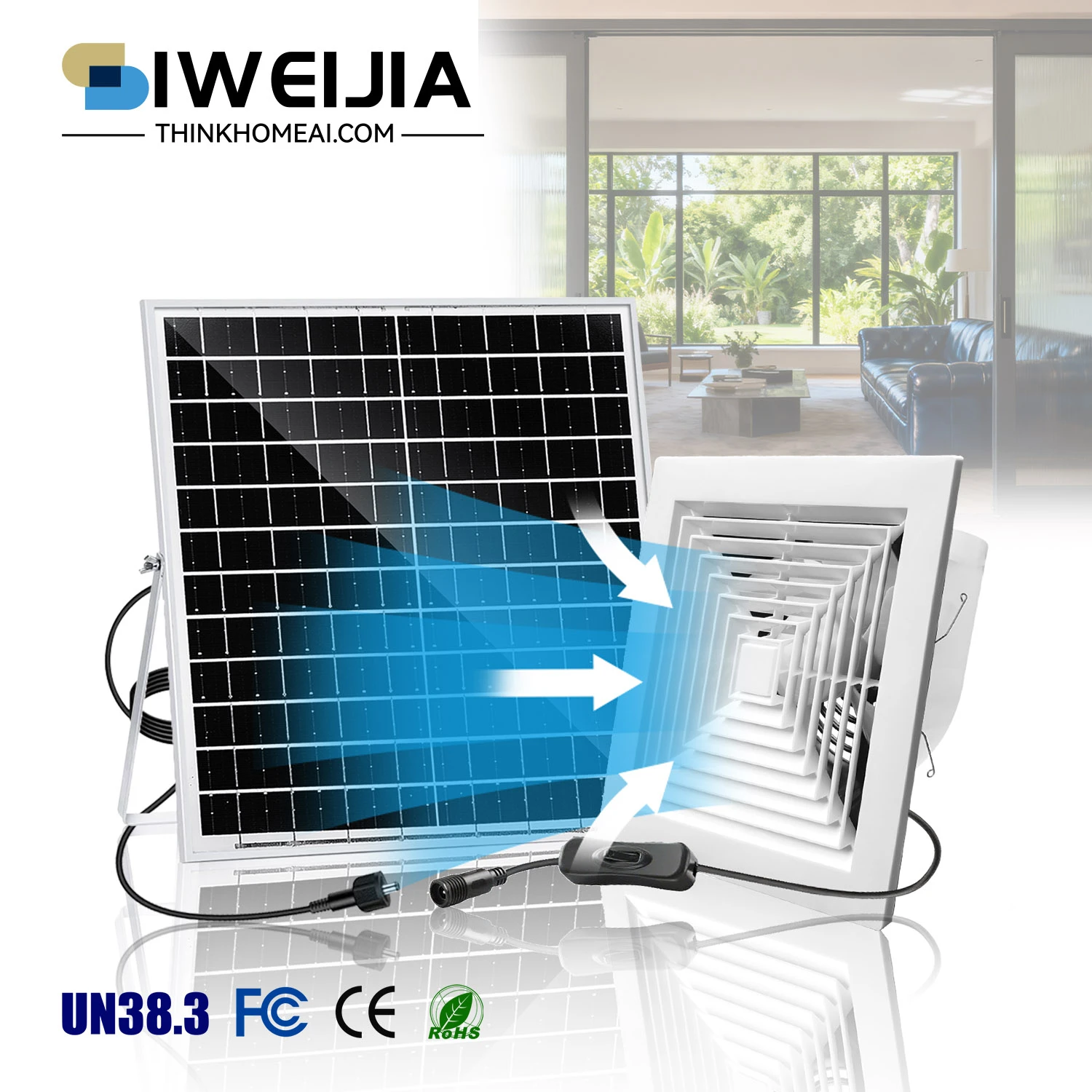 Duct Fan, Waterproof, Axial, Solar, Ceiling - detail 2