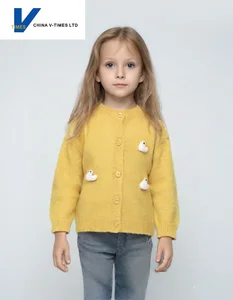 China V-Times 2026 Girls' Casual Fall and Spring Sweater Trendy Knitwear Tops and Jacket Children's Clothing