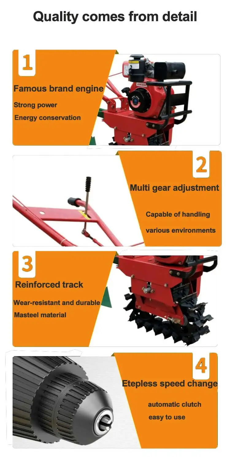 Top Selling Hand Tractor Hand Held Chain Tiller Micro Tillage Machine